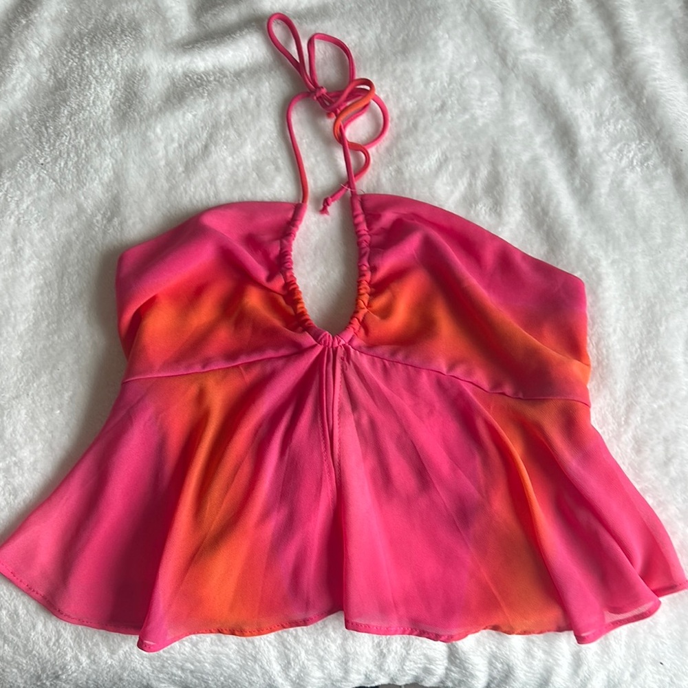Wild Fable Asymmetrical Pink and Orange Blouse